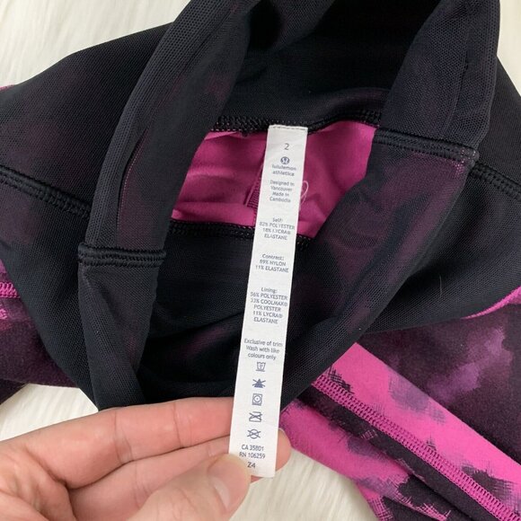 Lululemon Women's Size 2 Blooming Pixie Raspberry Black Sweaty Endeavor Tight - Picture 7 of 10